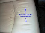 vehicle seat after installation using towel