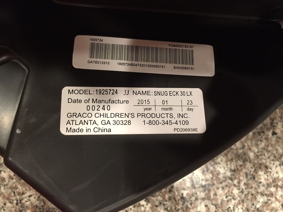 where to find graco car seat expiration date
