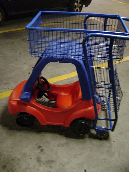 toy shopping cart with baby seat