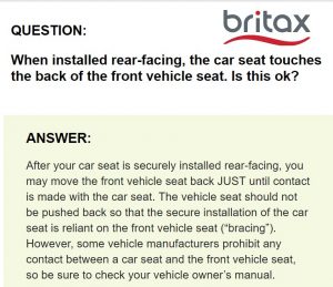 Mythbusting: A Rear-Facing Car Seat Is Never Allowed to Touch the Front Seat  – CarseatBlog