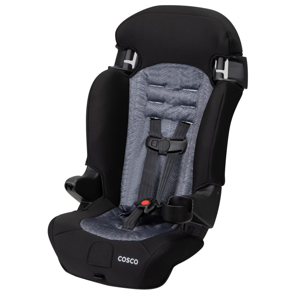 Cosco Finale two-in-one harness booster in black and gray fabric